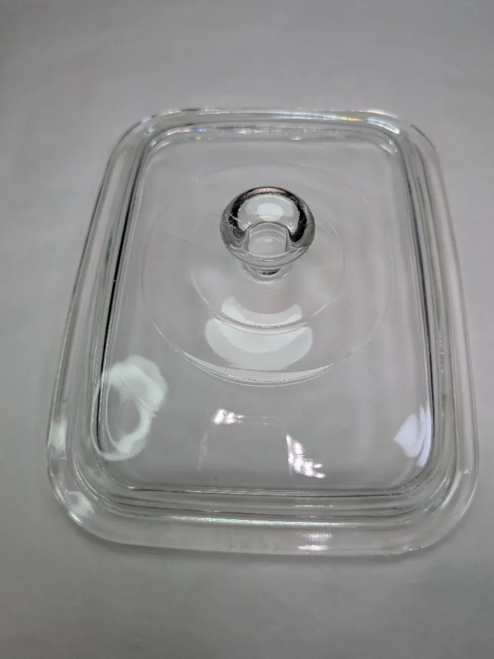 Vintage Clear Glass Rectangular Replacement Lid AA-10 Knob Handle 6.25